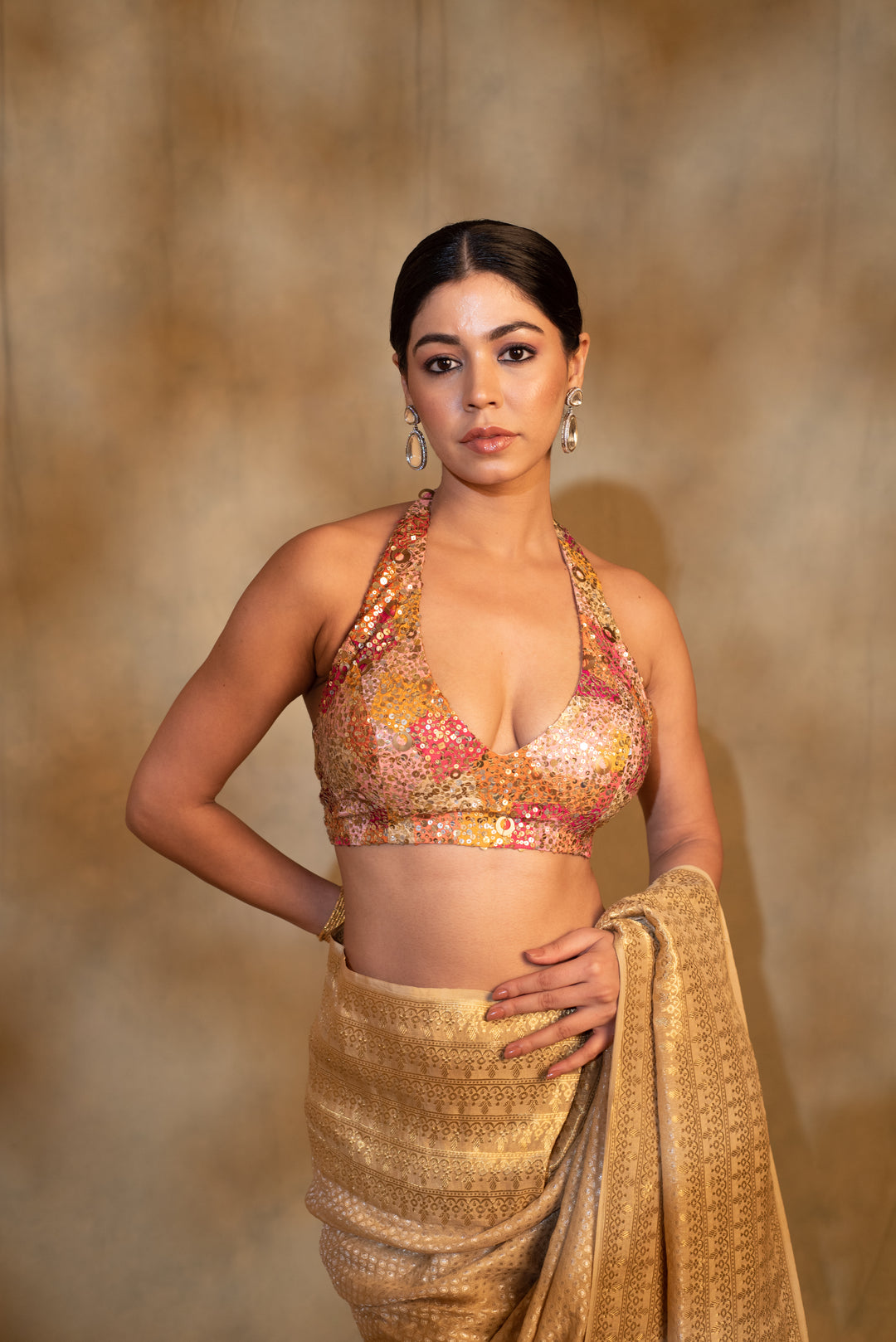 Jahnu- Multicolor Silk Brocade Upcycled Patchwork Blouse