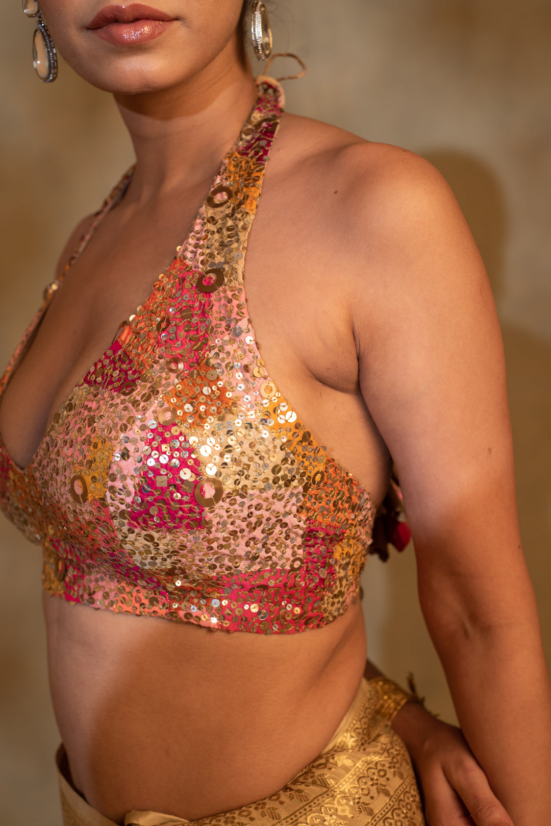 Jahnu- Multicolor Silk Brocade Upcycled Patchwork Blouse