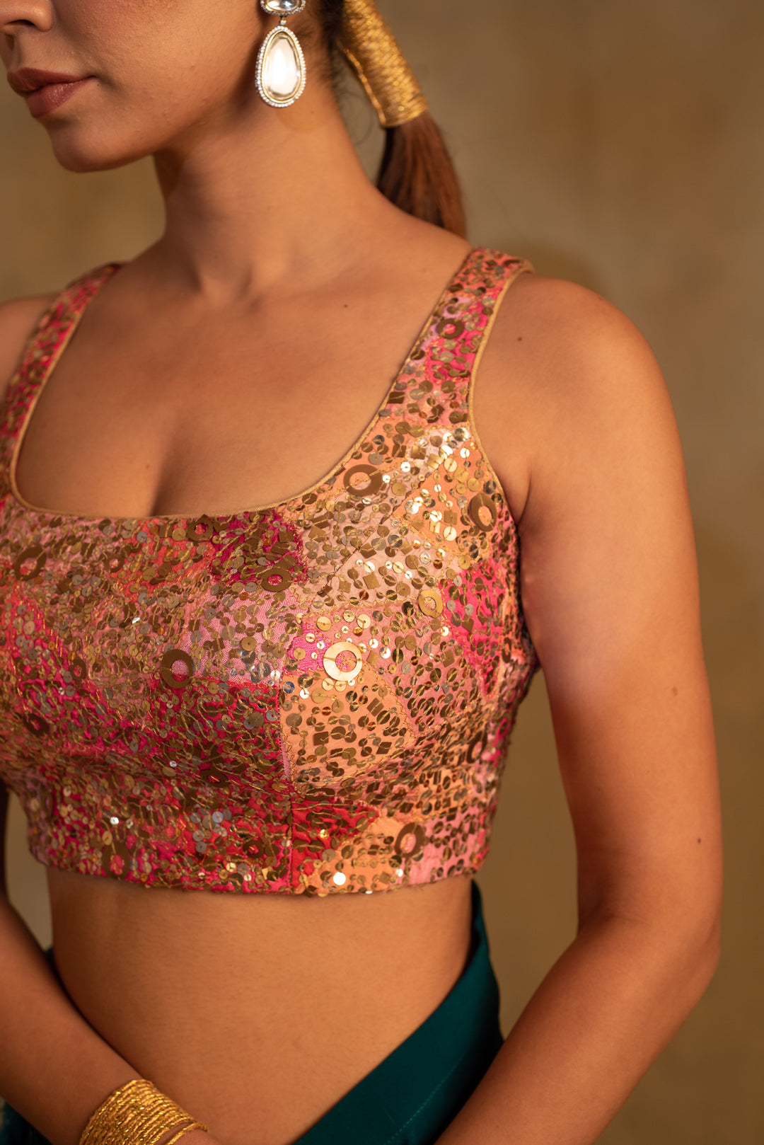 Anmol- Multicolor Silk Brocade Upcycled Patchwork Blouse