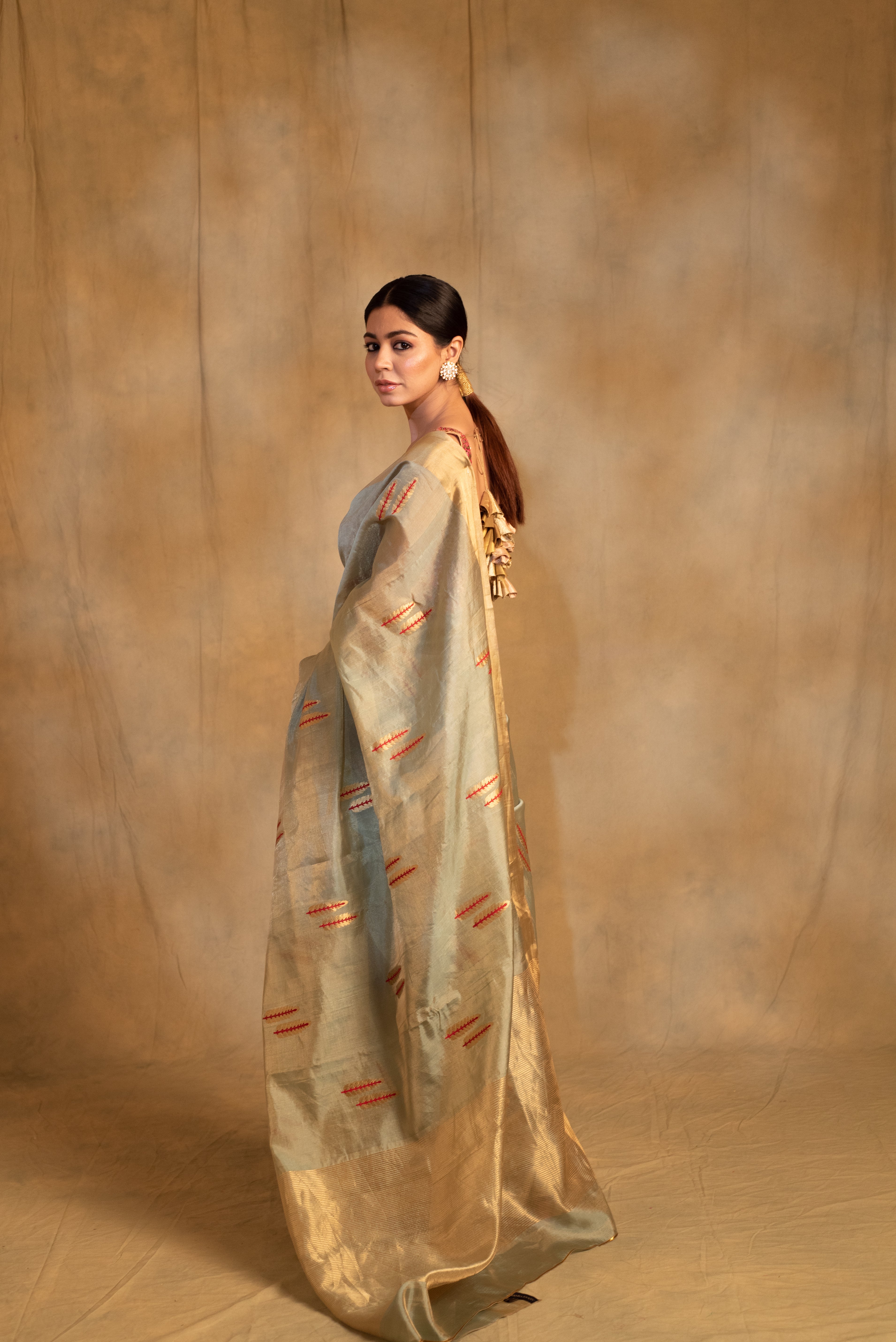 Kuu- Green Silk Chanderi Tissue Saree