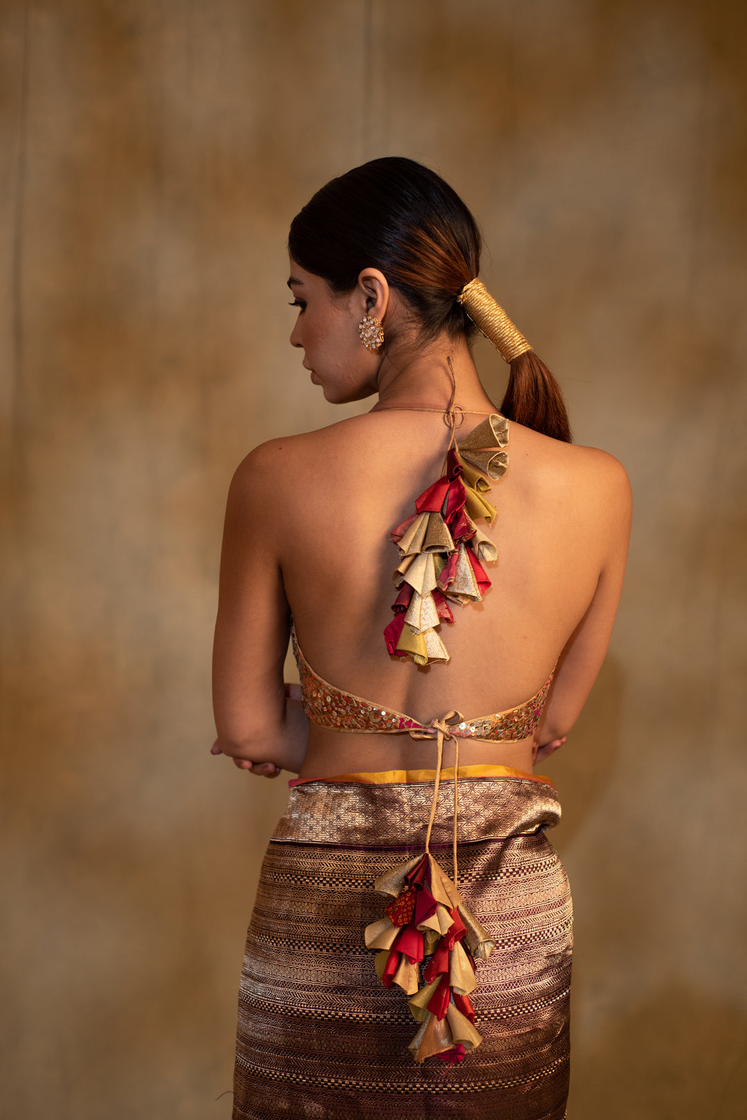 Saumya- Multicolor Silk Brocade Upcycled Patchwork Blouse