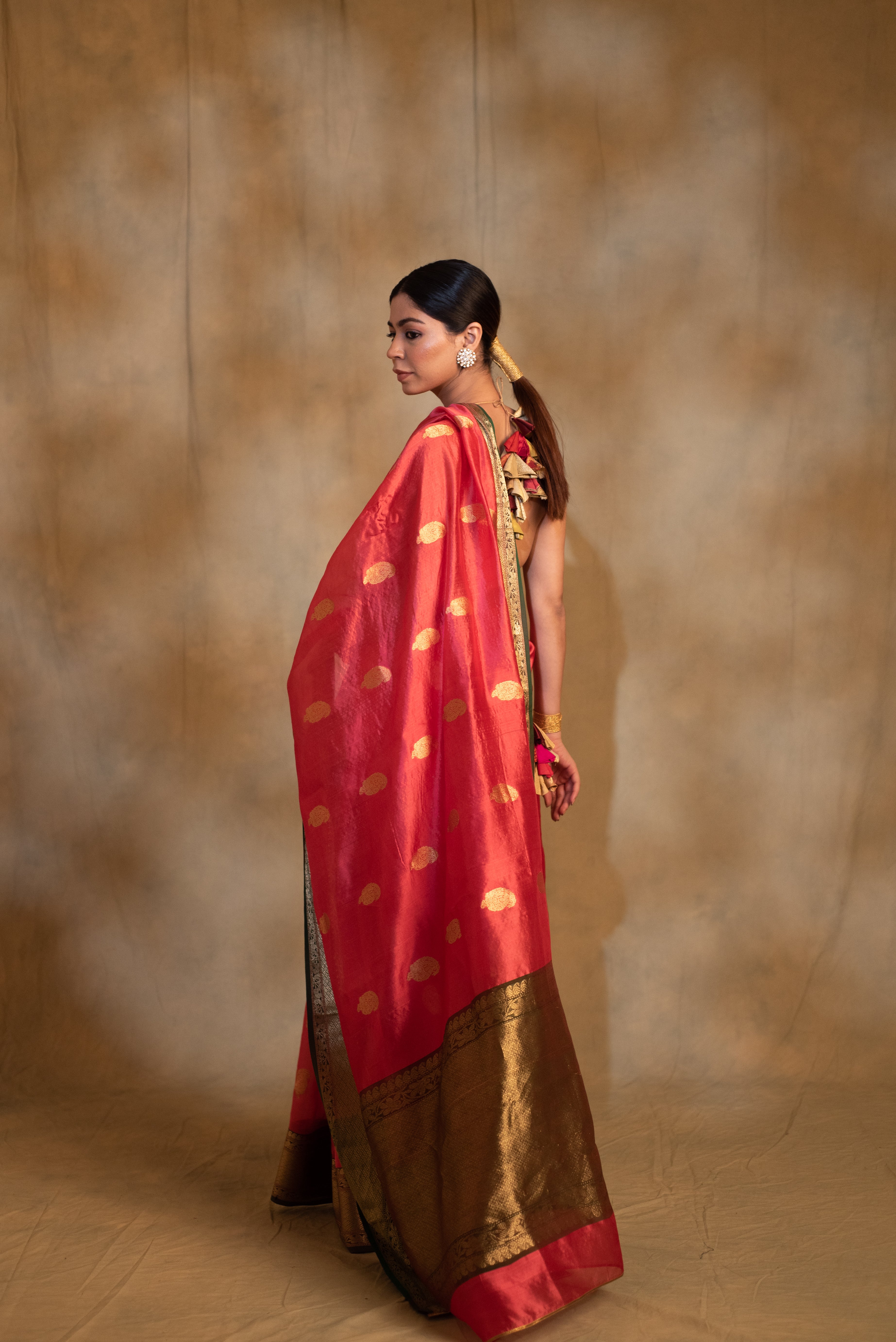 Deepa- Red Silk Chanderi  Saree
