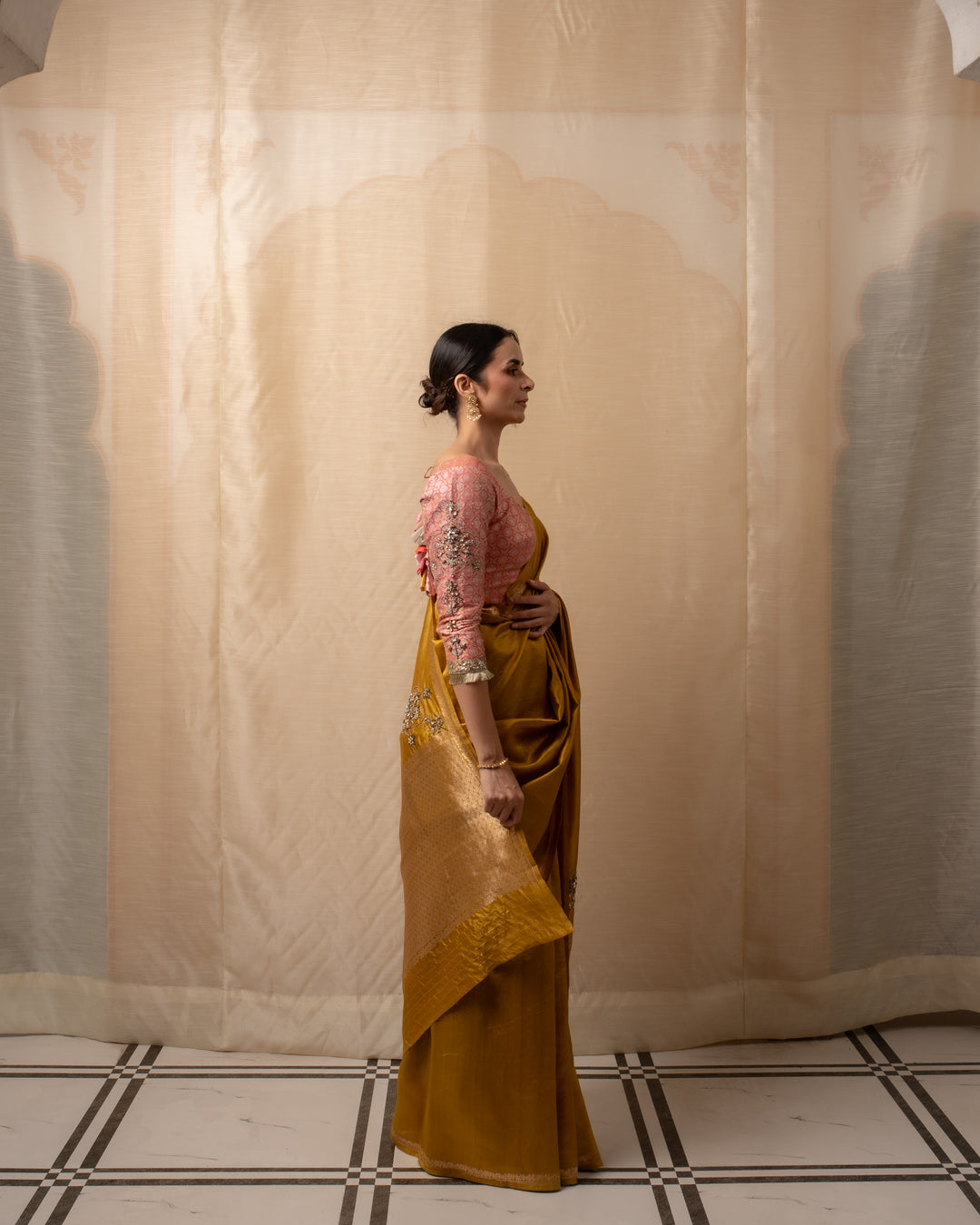 Kanchan - Mustard Yellow Silk Banarasi Saree