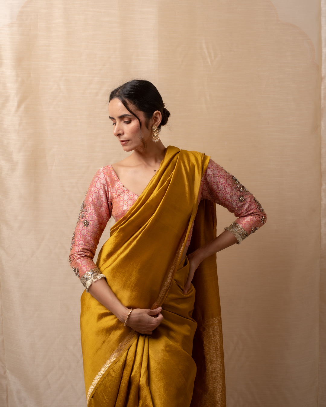 Kanchan - Mustard Yellow Silk Banarasi Saree