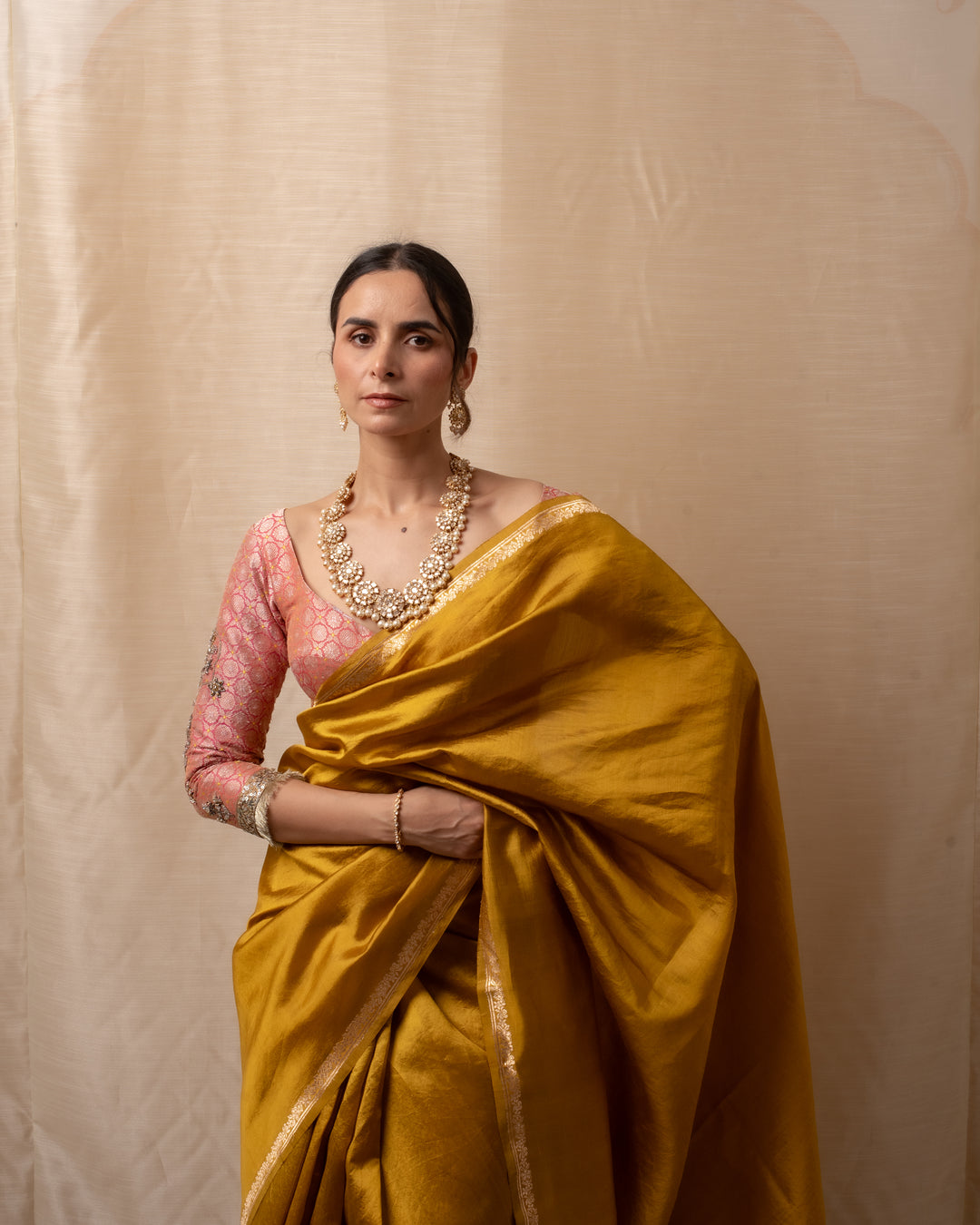 Kanchan - Mustard Yellow Silk Banarasi Saree