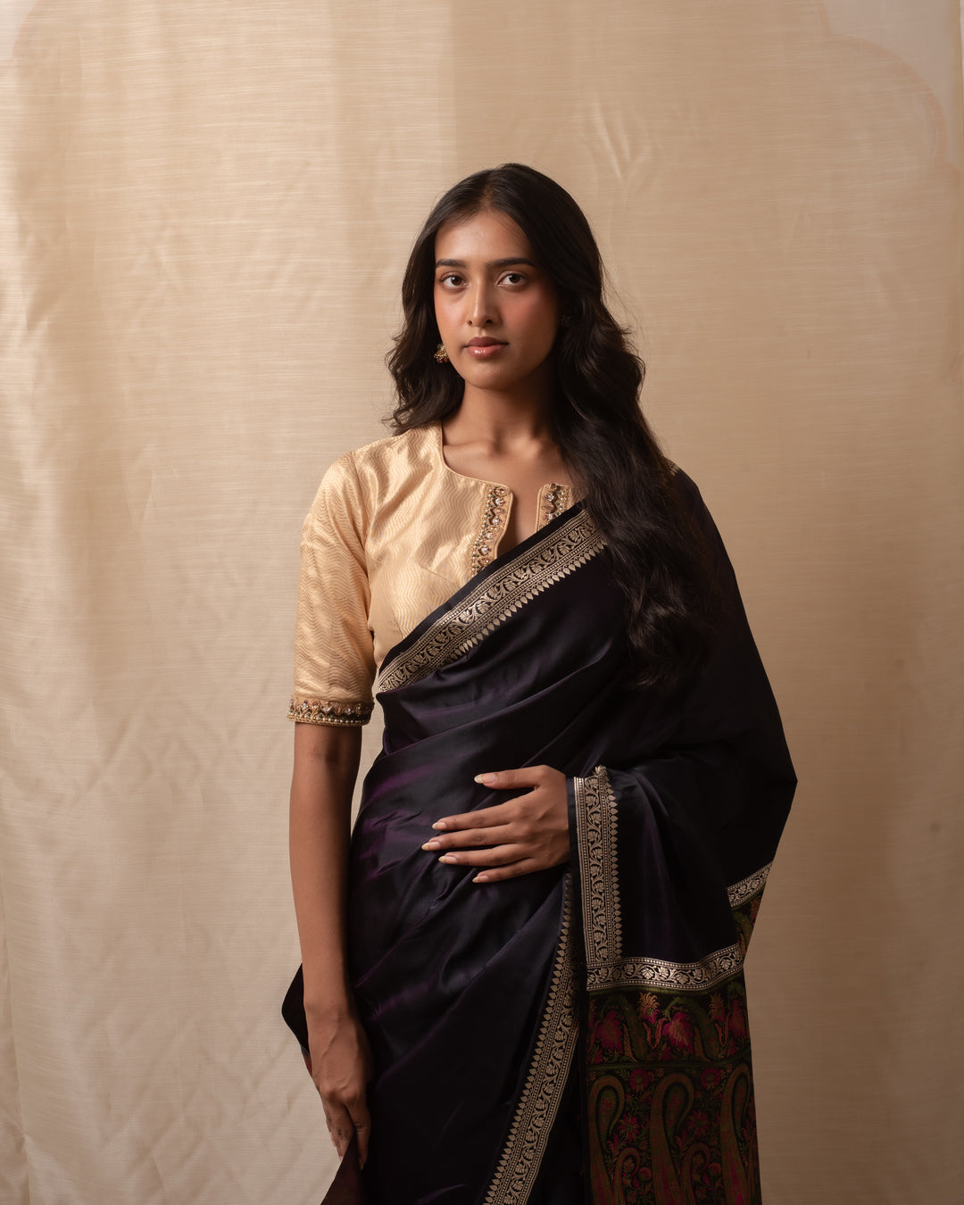 Rukma- Deep Violet Mashroo Silk Banarasi Saree