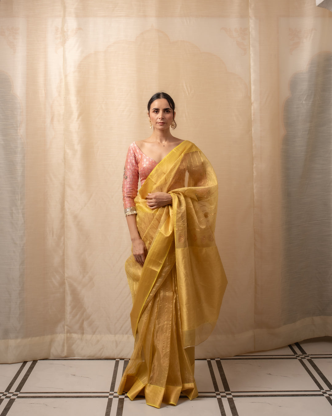 Sonara - Yellow Gold Silk Chanderi Saree