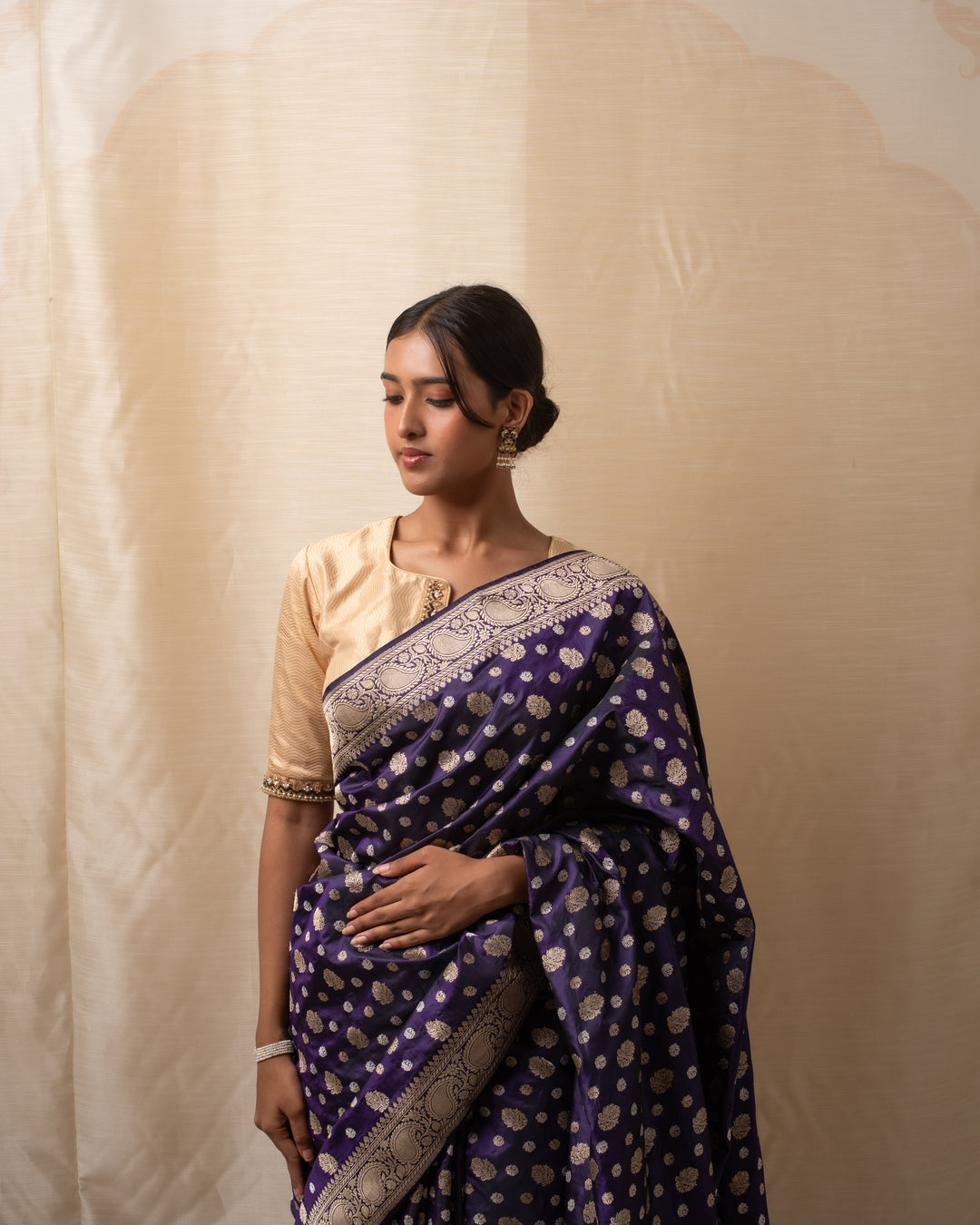 Kalini- Indigo Silk Brocade Banarasi Saree