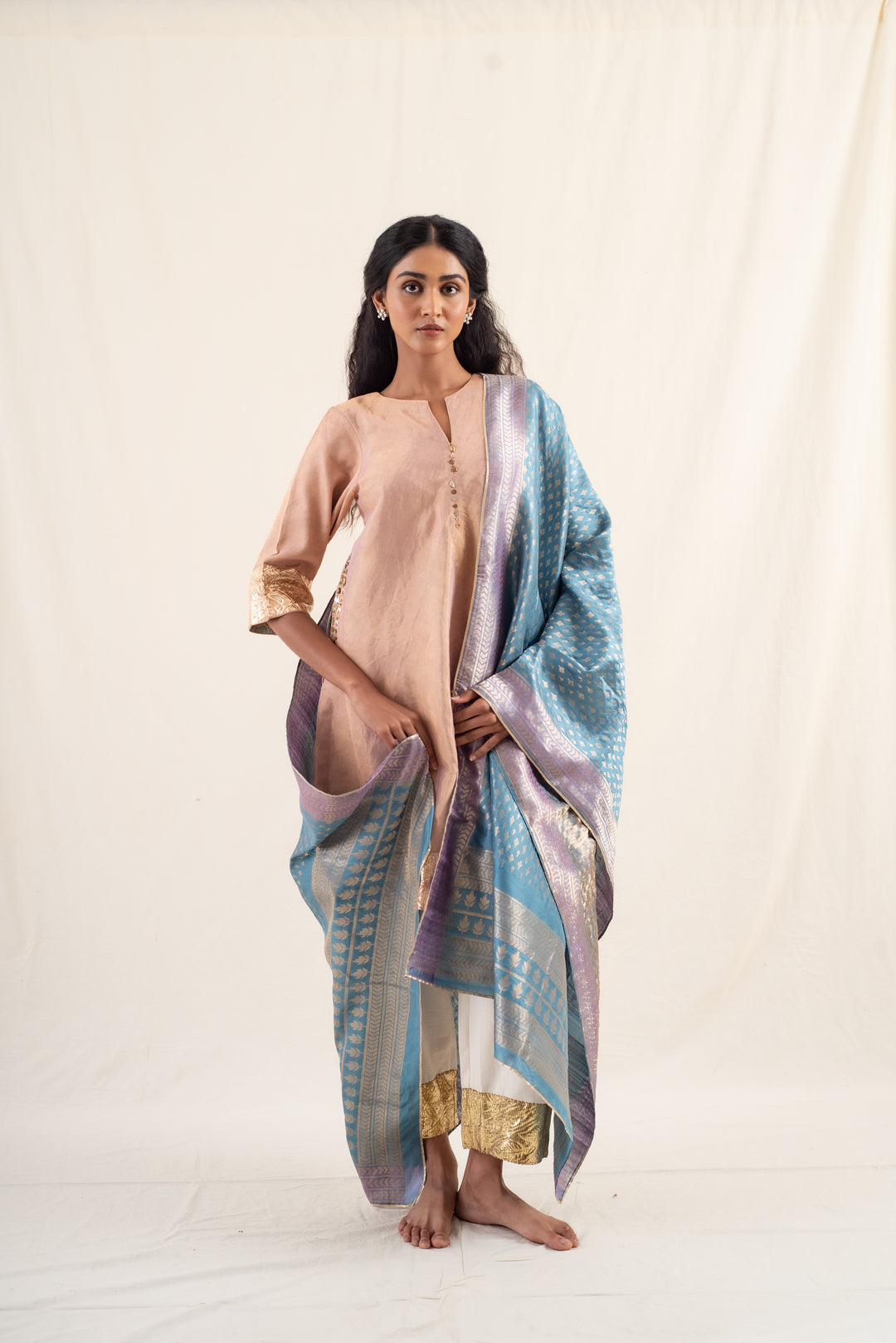 Shor - Cobalt Blue Silk Banarsi Dupatta