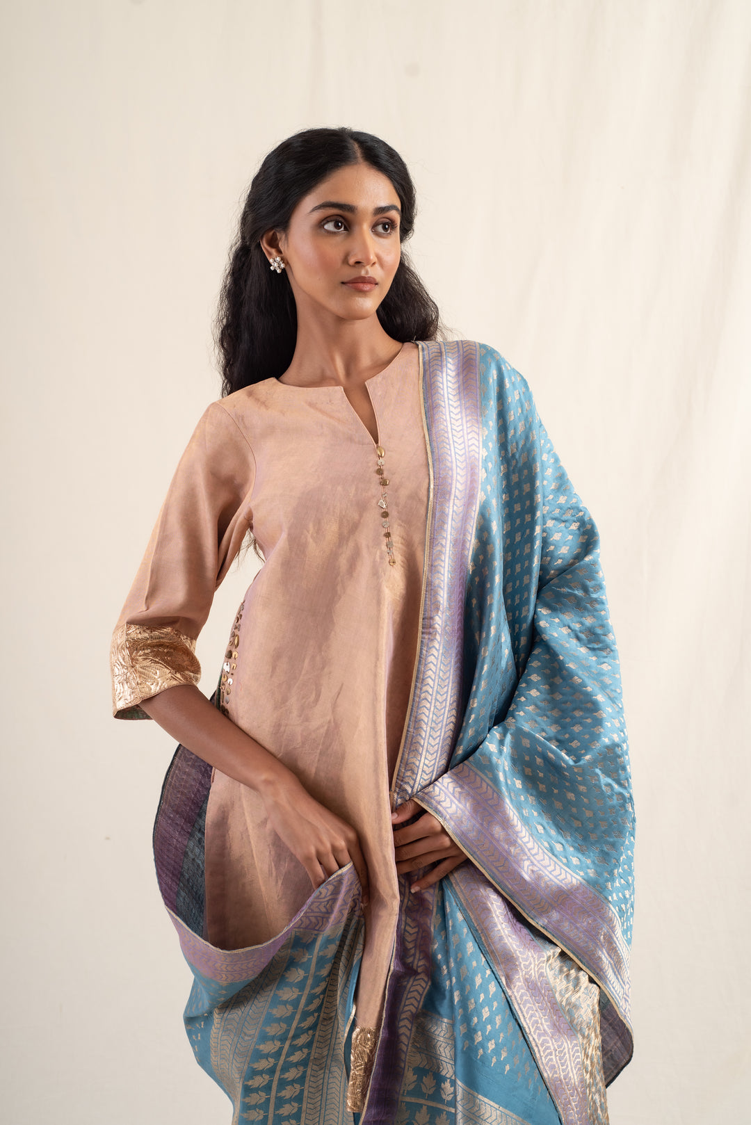 Shor - Cobalt Blue Silk Banarsi Dupatta