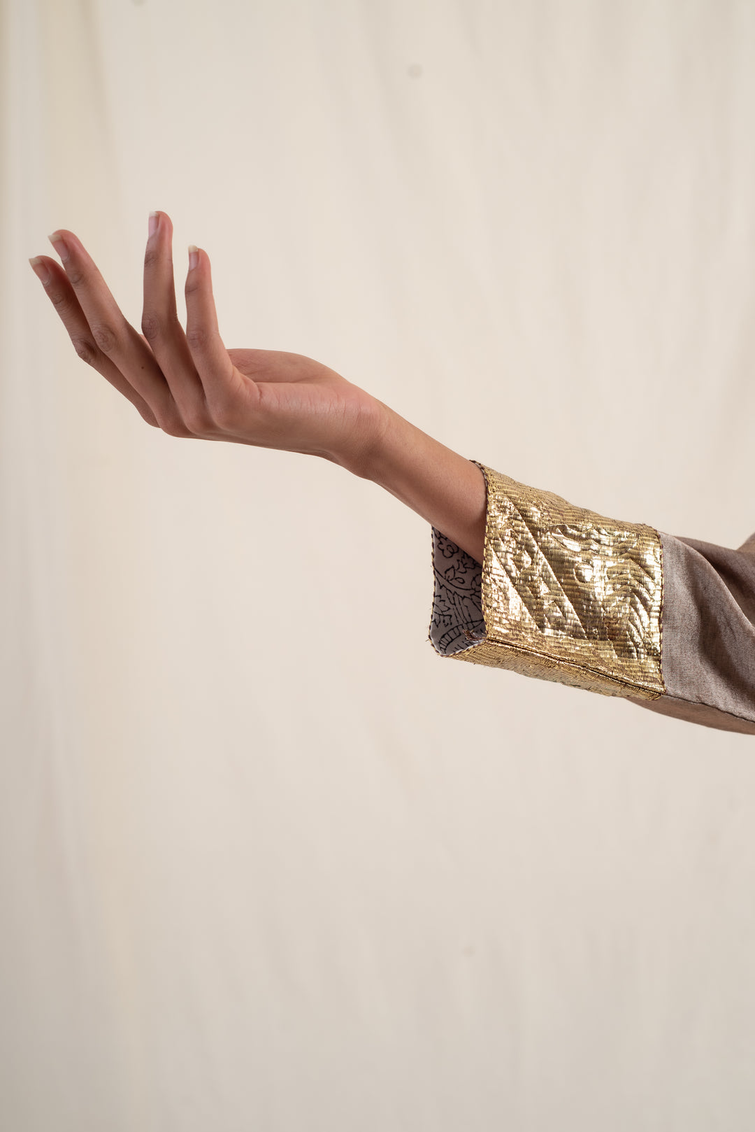 Fiza - Dusty Brown Silk Chanderi Tissue Kurta Set