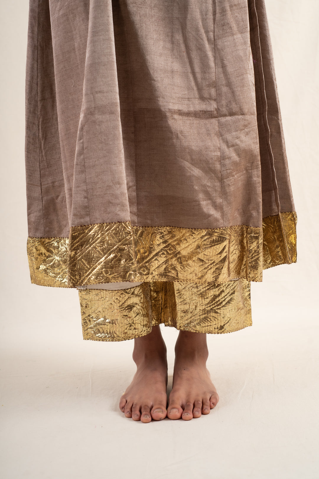 Fiza - Dusty Brown Silk Chanderi Tissue Kurta Set