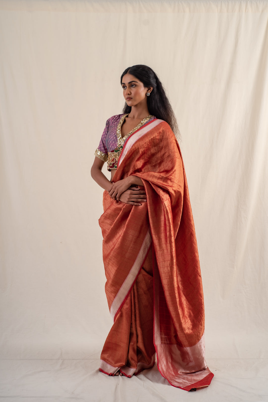 Zaveri - Burnt Orange Silk Banarasi Saree