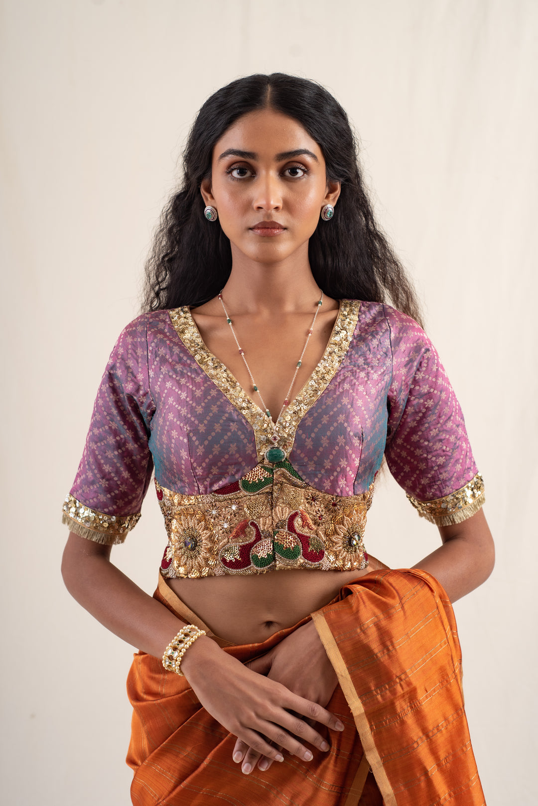Sundar- Purple Upcycled Patchwork Blouse