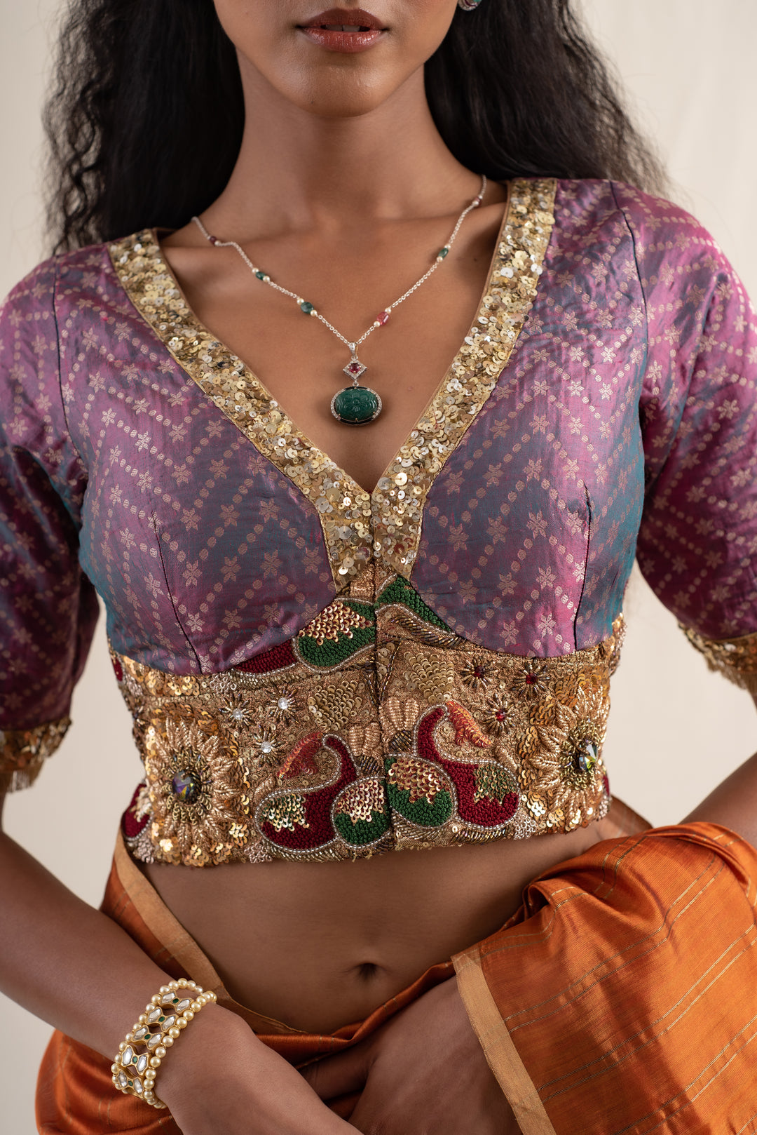 Sundar- Purple Upcycled Patchwork Blouse