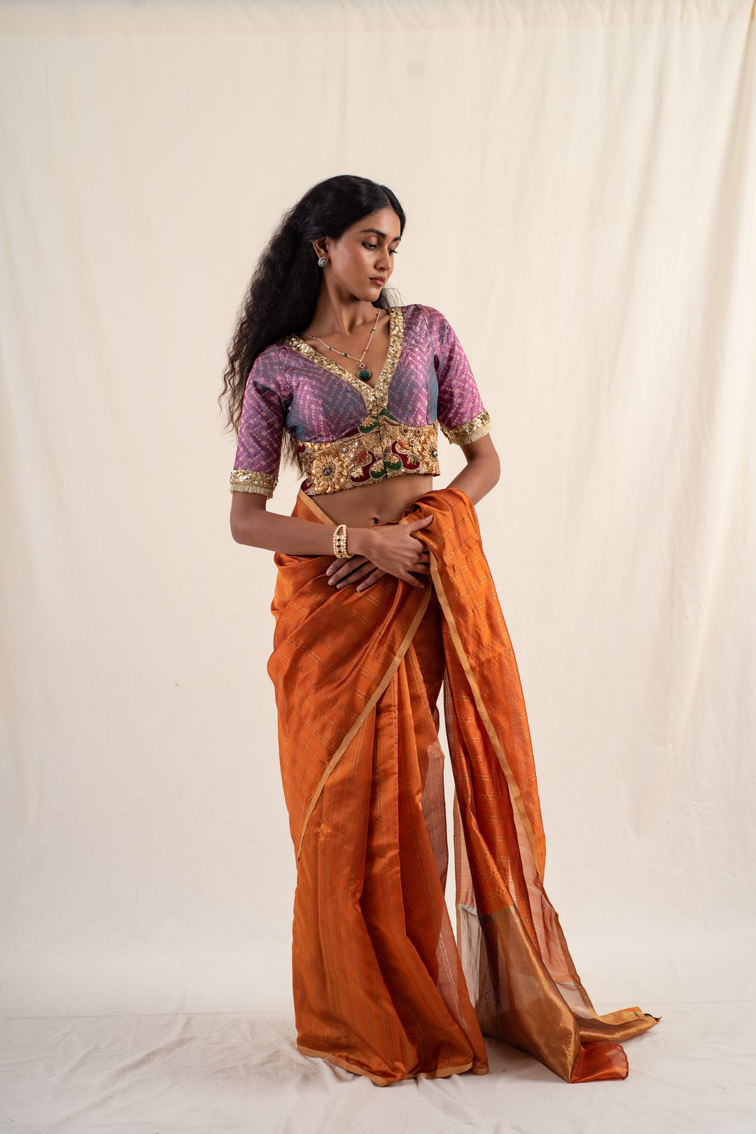Sundar- Purple Upcycled Patchwork Blouse