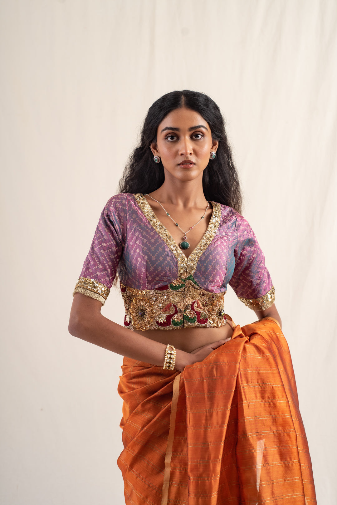 Sundar- Purple Upcycled Patchwork Blouse