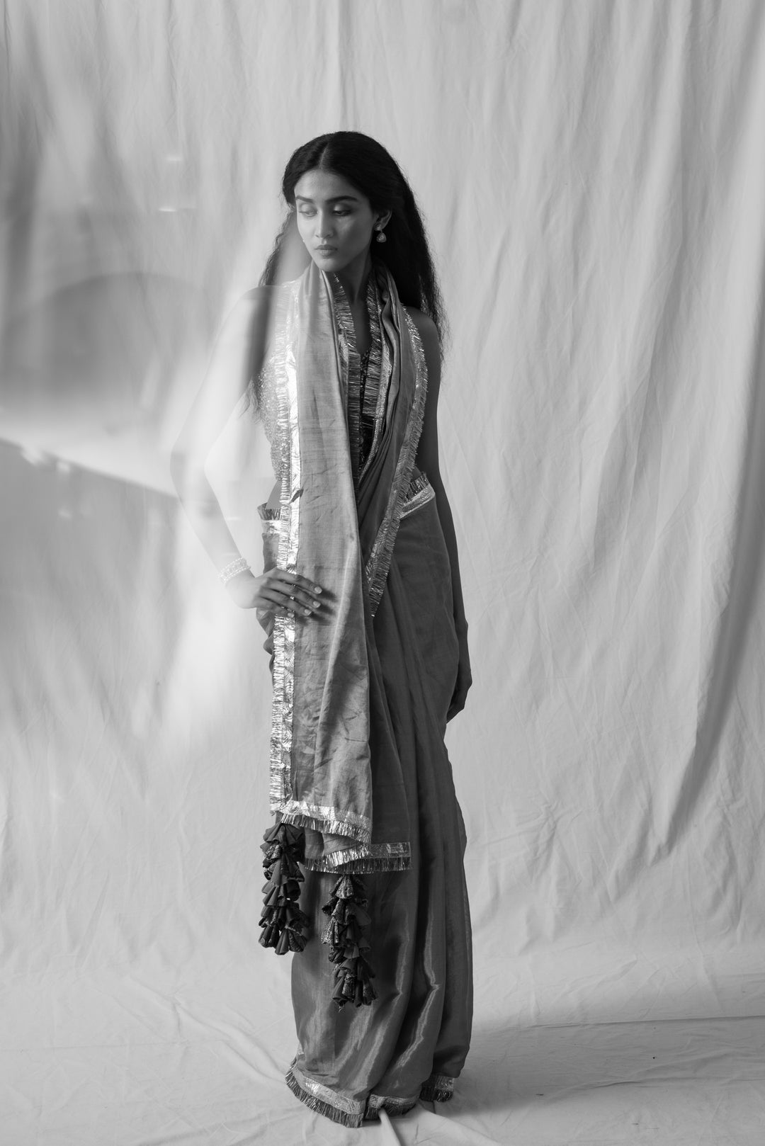 Janpath - Lilac Silk Chanderi Tissue Saree