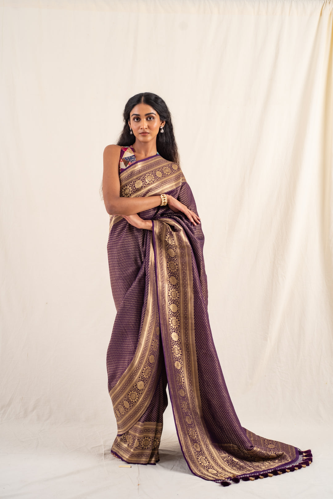 Palika - Deep Purple Silk Georgette Banarasi Saree