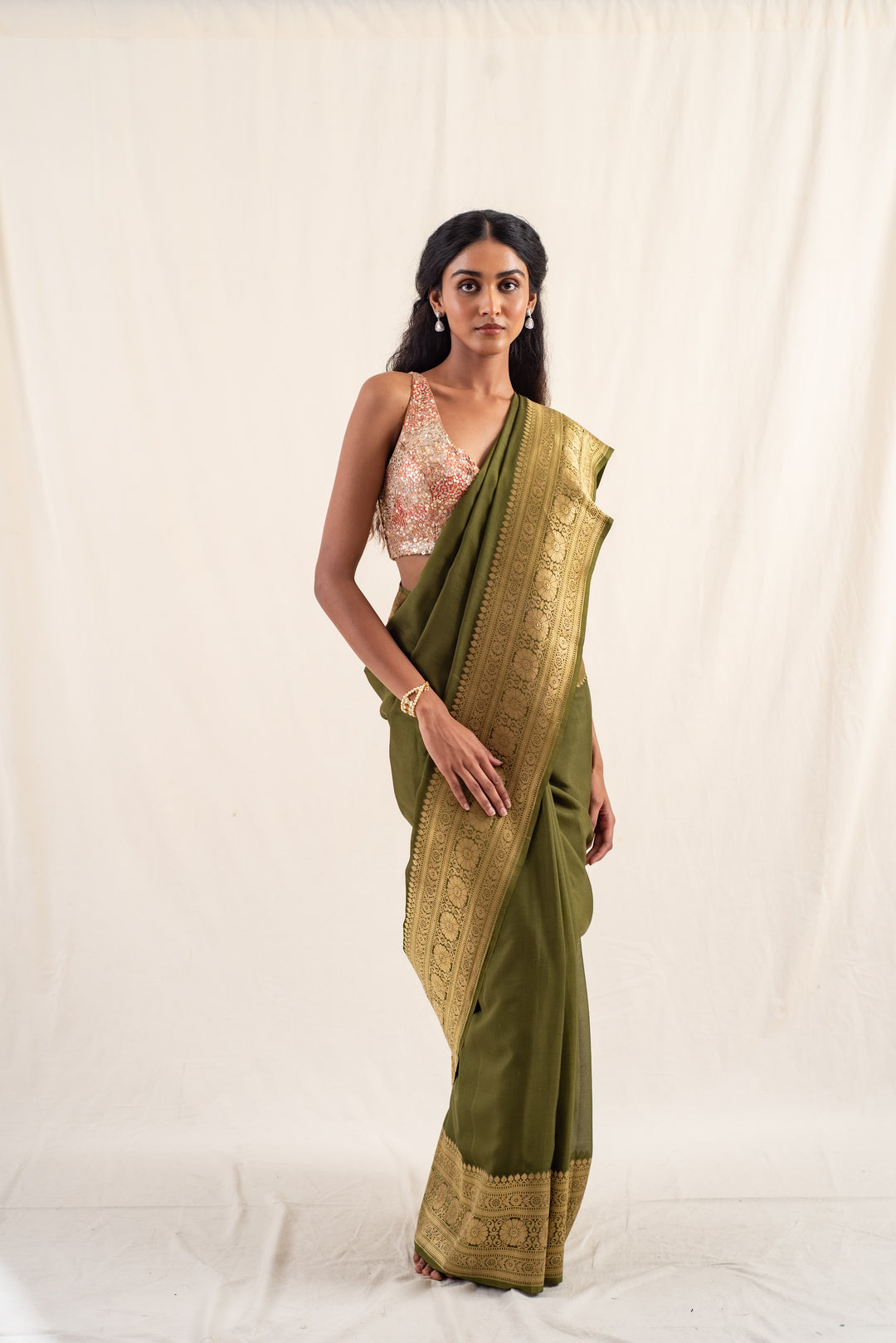 Burma- Green Silk Georgette Banarasi Saree