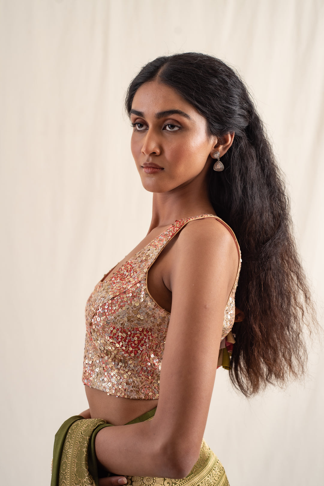 Sojati - Peach Fuzz Upcycled Patchwork Blouse