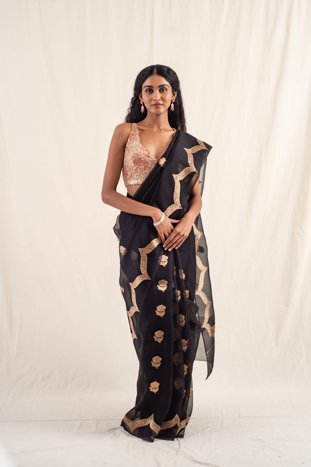 Chaura - Black Silk Banarasi Organza Saree