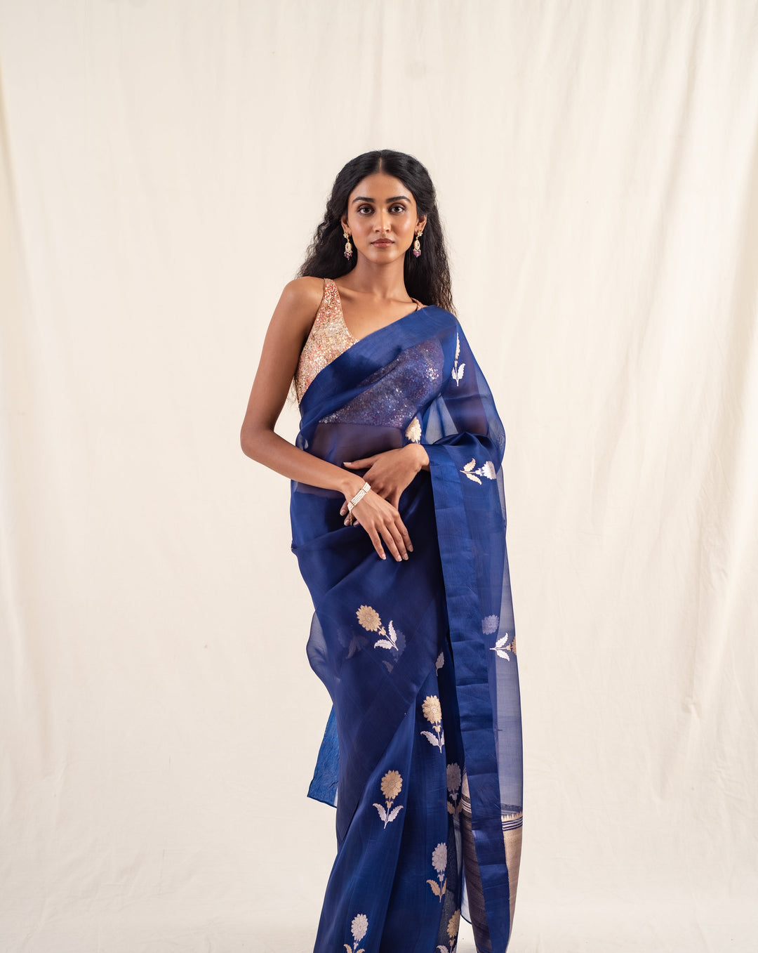 Chira - Blue Silk Organza Banarasi Saree
