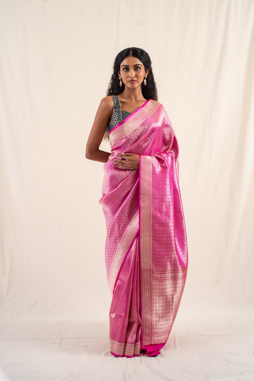 Sarafa - Rani Pink Silk Banarasi Saree