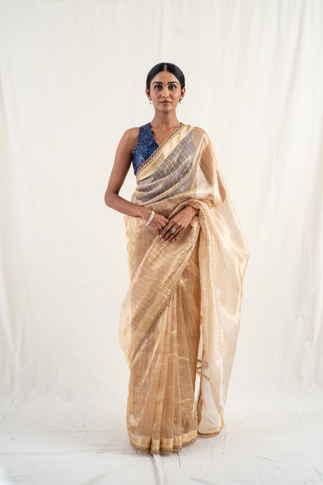 Lakkar - Gold Silk Banarasi Tissue Saree