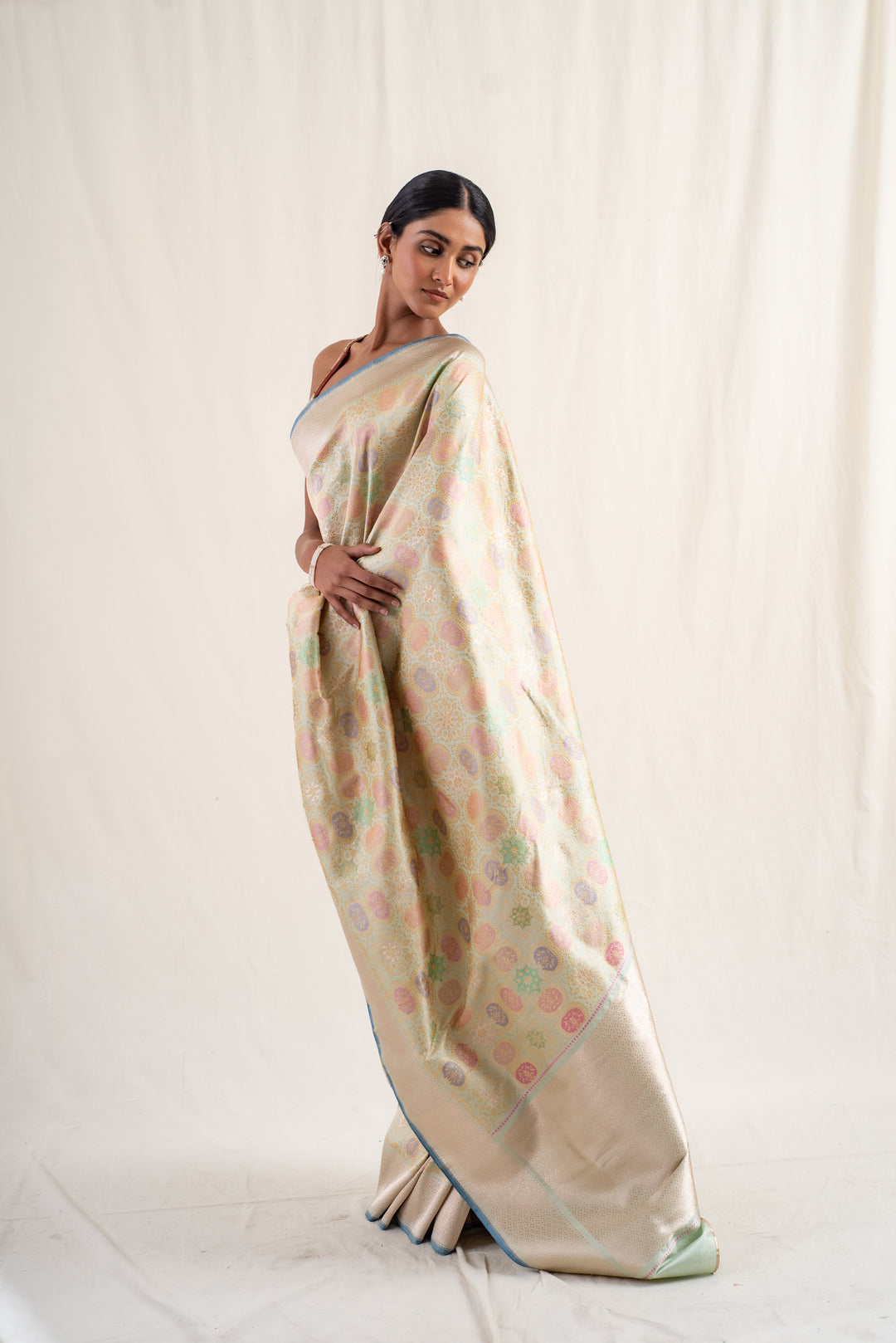 Sadar - Mint Green Silk Banarasi Saree