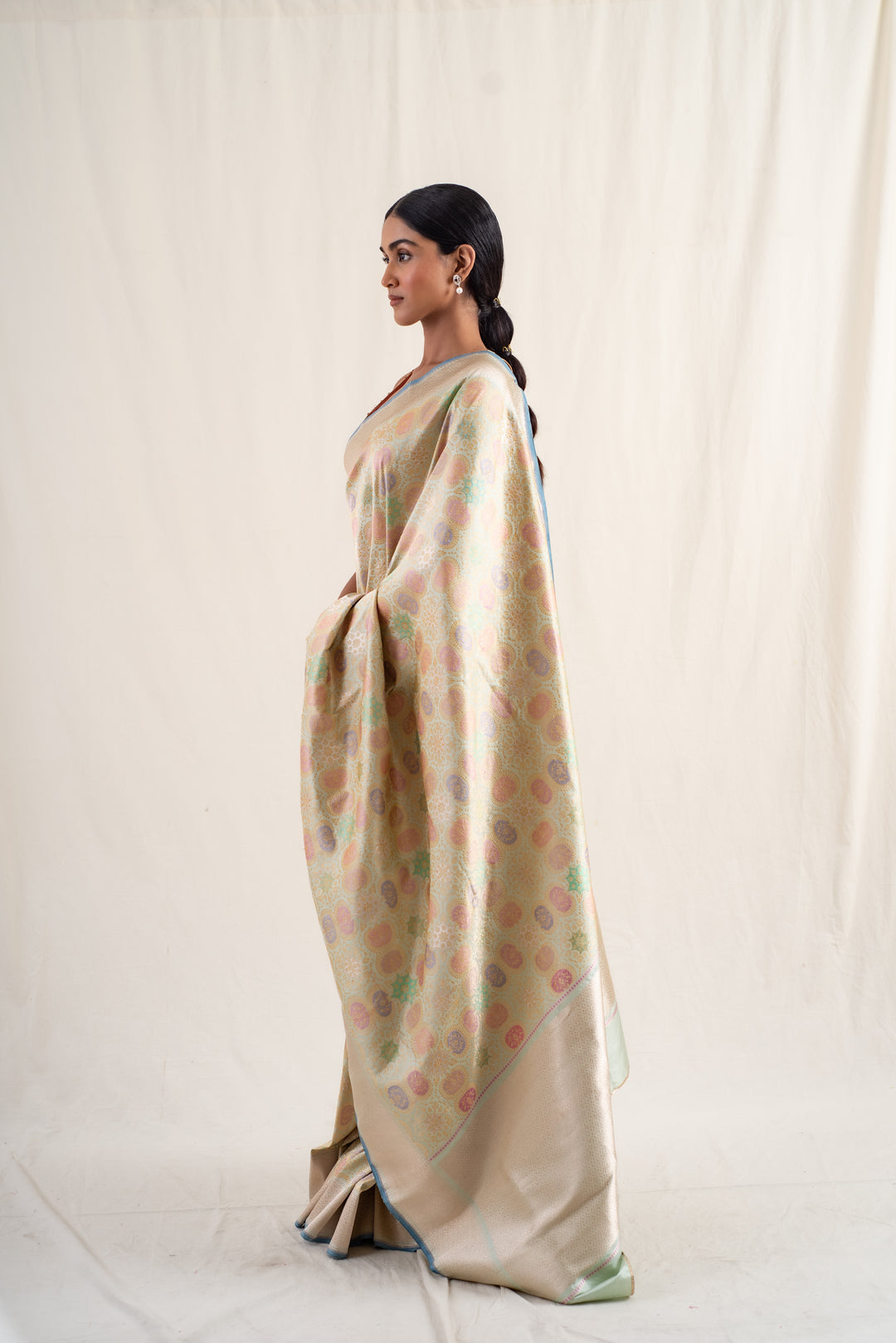 Sadar - Mint Green Silk Banarasi Saree