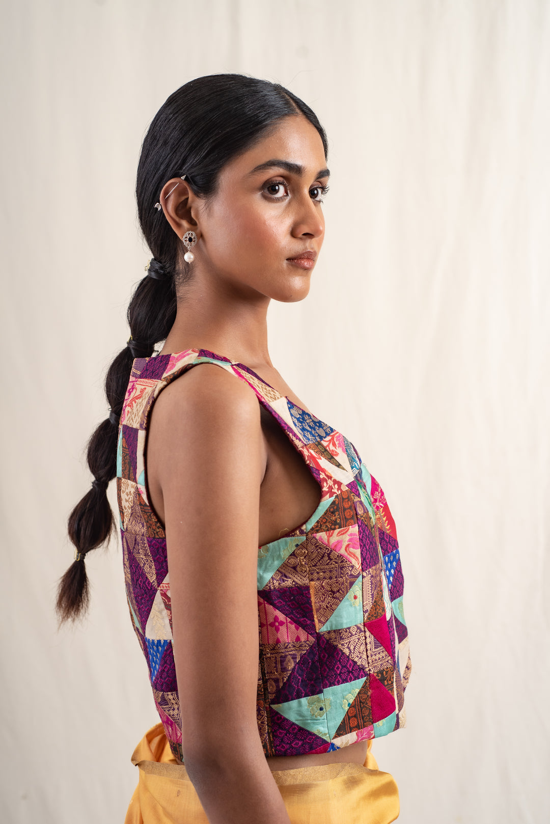 Mirza- Multicolor Silk Brocade Patchwork Waist Coat
