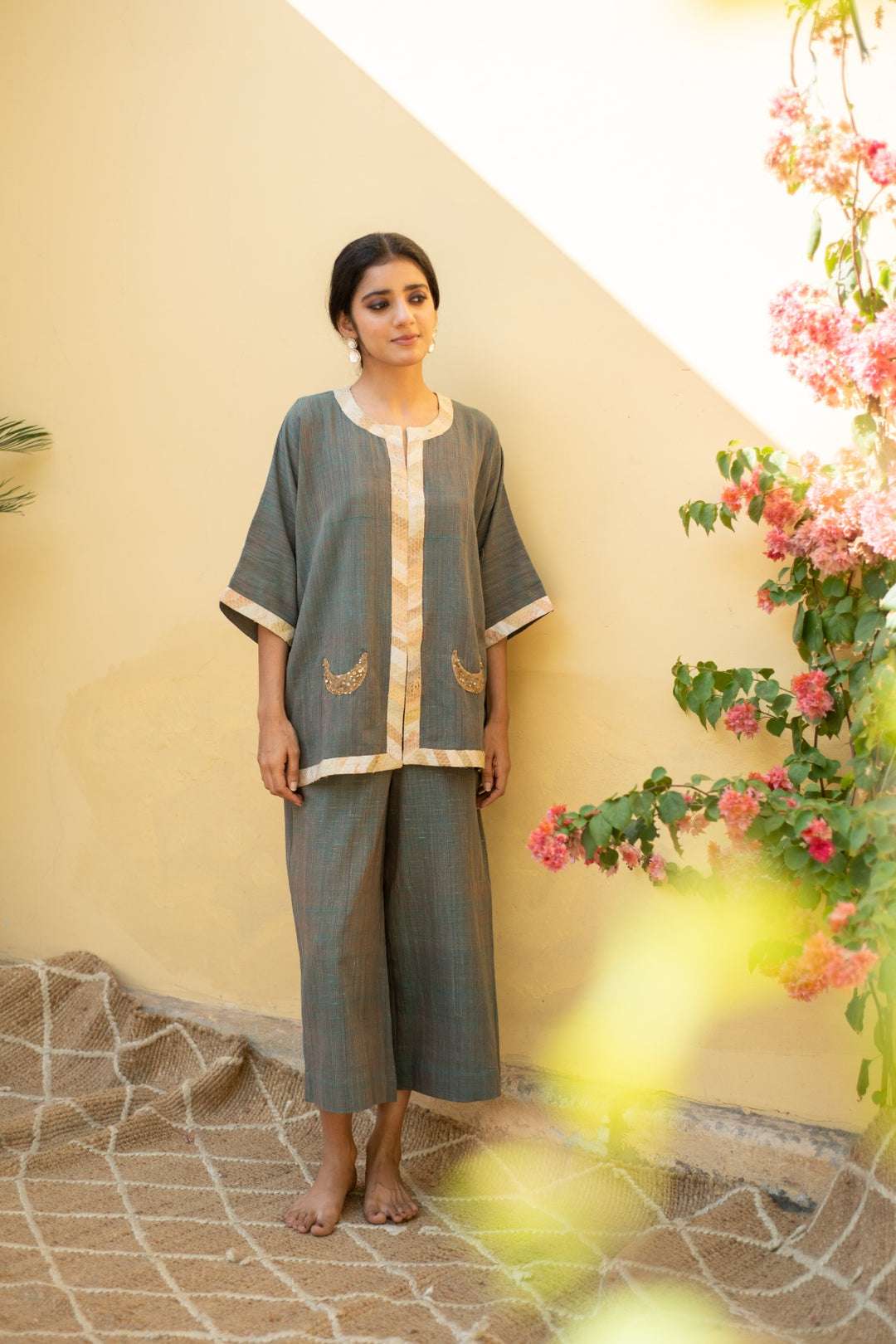 Arata - Teal Green Cotton Upcycled Patchwork Co-Ord Set