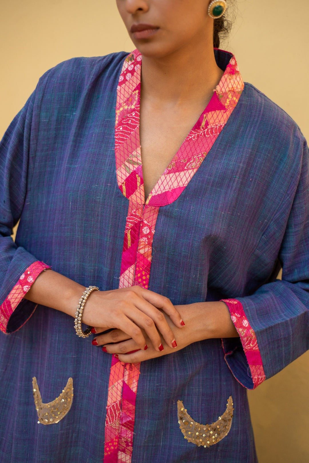 Aroon - Saphire Blue Cotton Upcycled Patchwork  Co-Ord