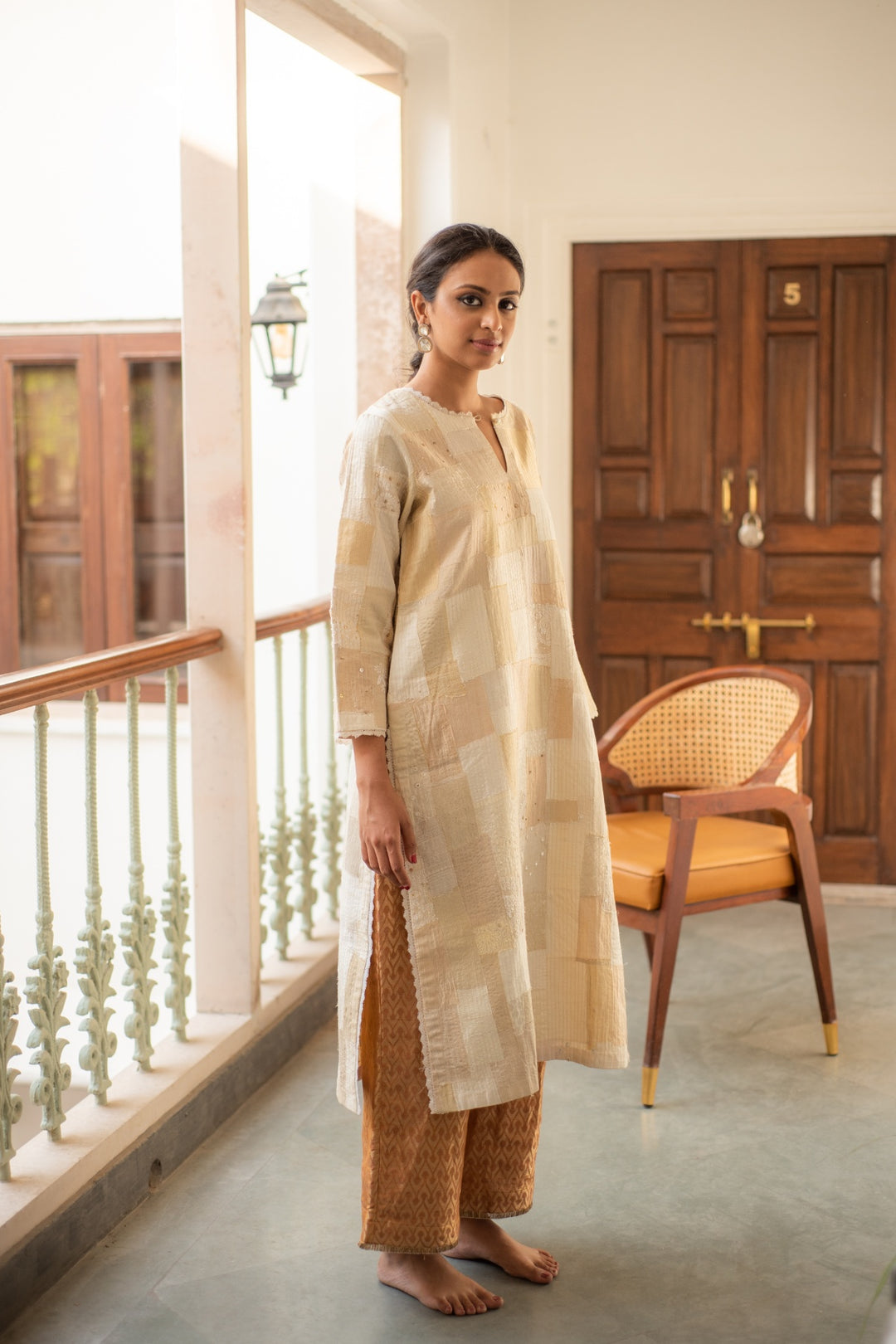 Nova + Rafa - Ivory Upcycled Patchwork Kurta Set