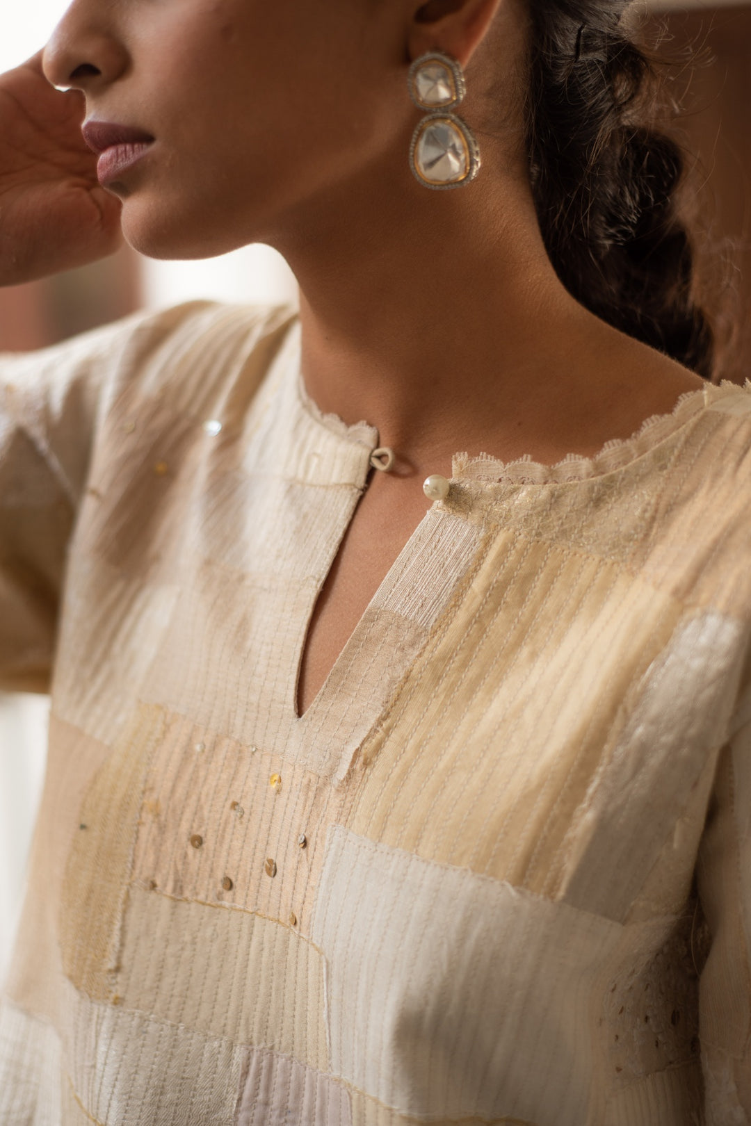Nova + Rafa - Ivory Upcycled Patchwork Kurta Set