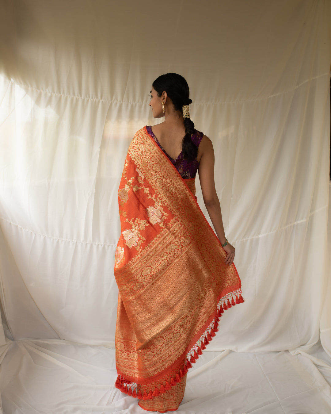 Swaroopini - Orange Moonga Silk Banarasi Brocade Saree