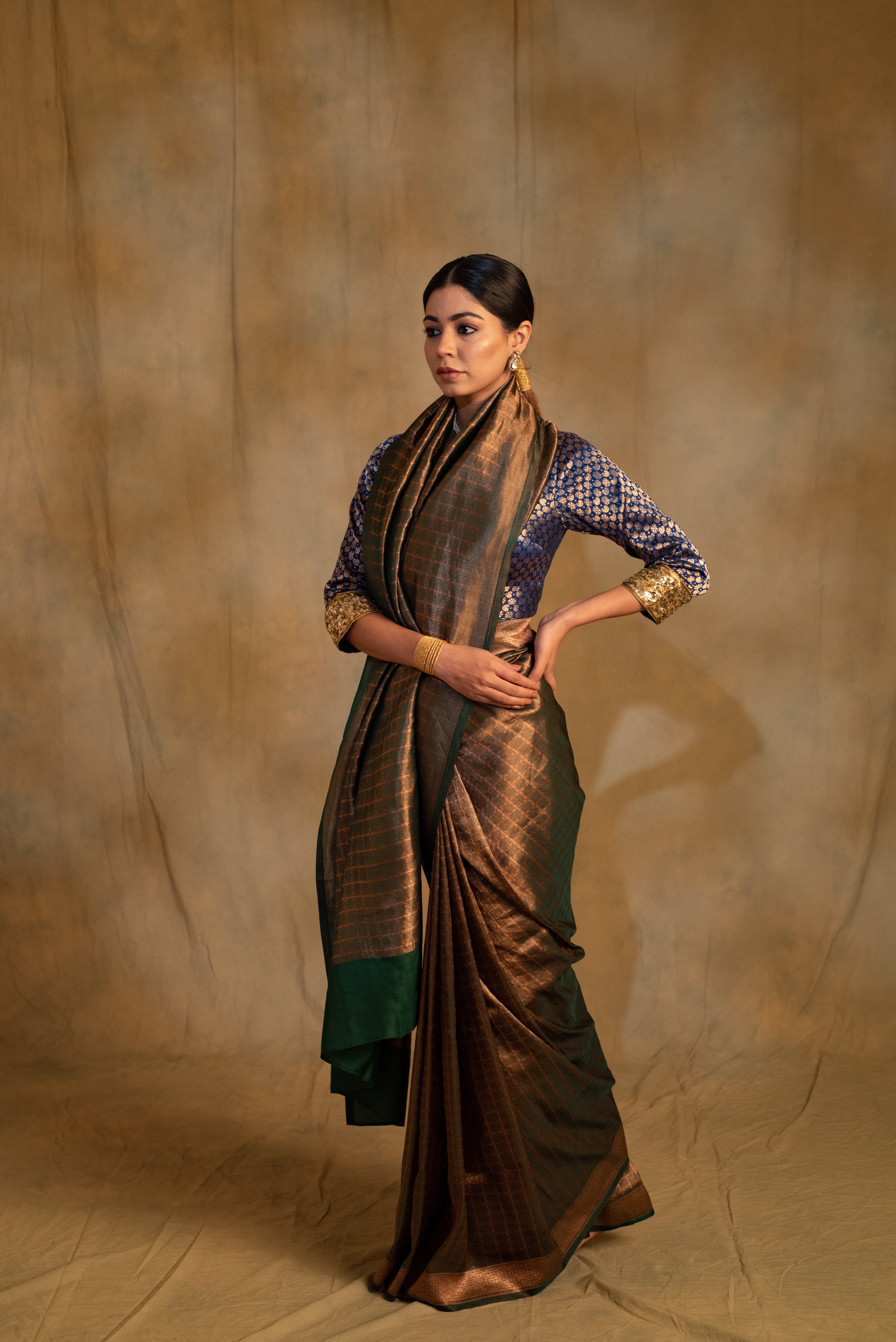 Tusu- Fern Green Silk Banarasi Saree