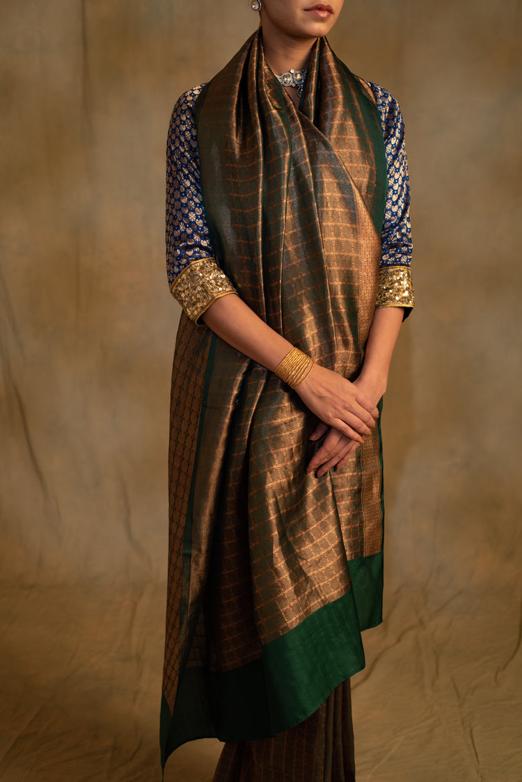 Tusu- Fern Green Silk Banarasi Saree
