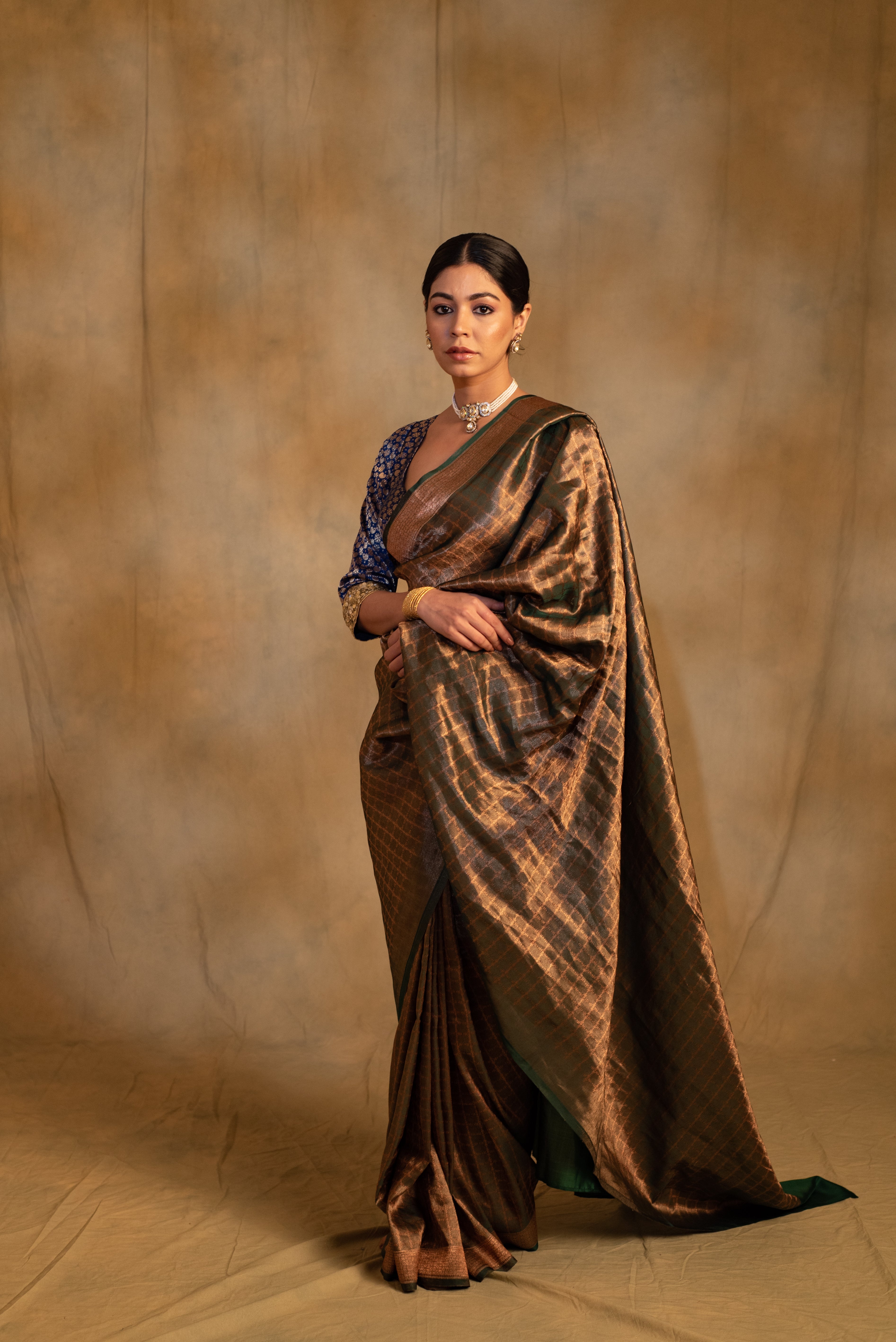 Tusu- Fern Green Silk Banarasi Saree