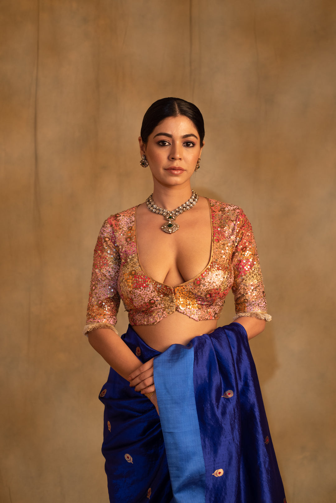 Gauransh- Multicolor Silk Brocade Upcycled Patchwork Blouse