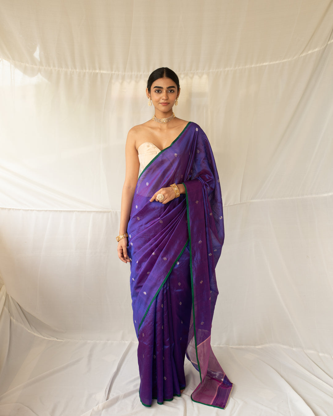 Triya - Purple Silk Chanderi Saree