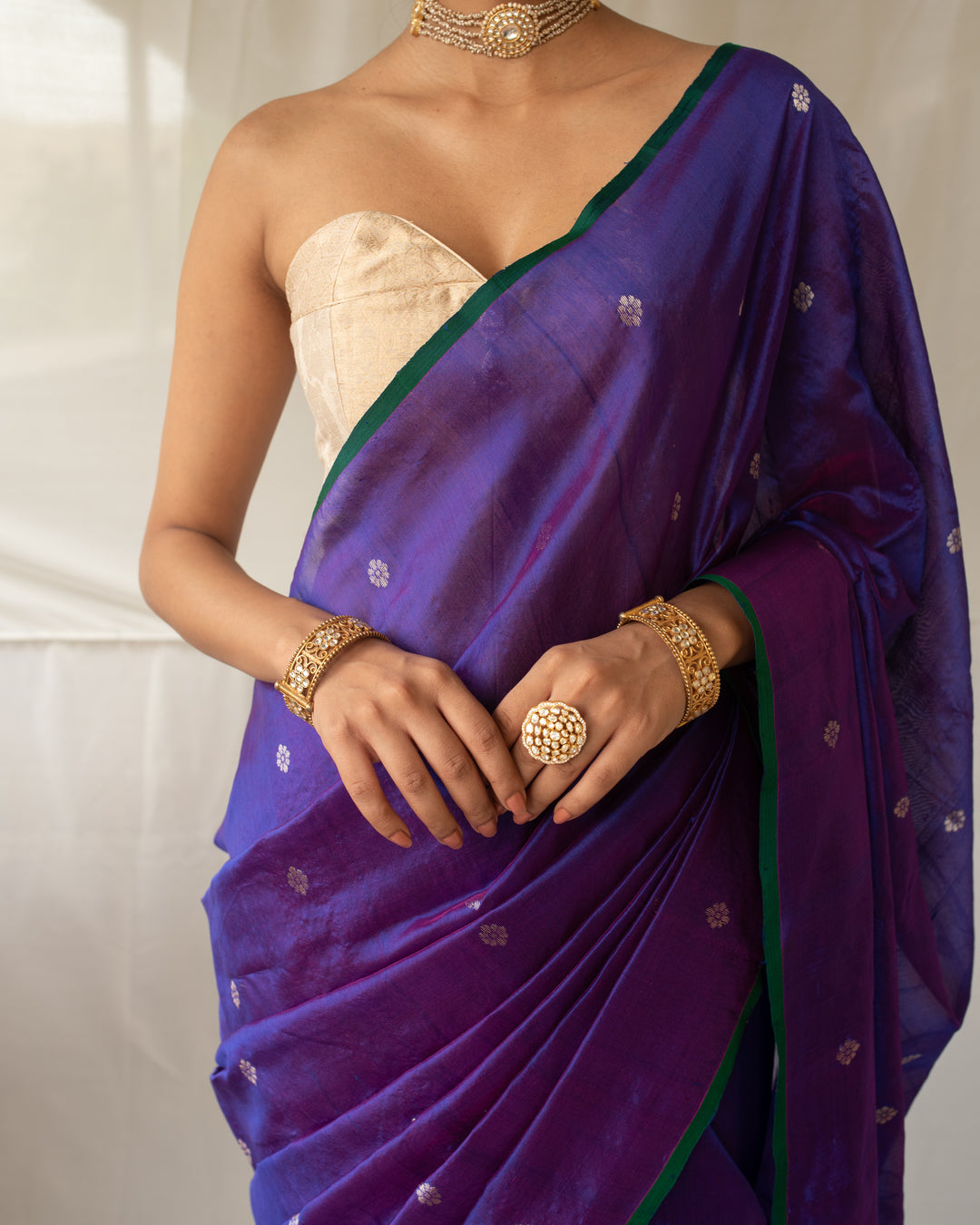 Triya - Purple Silk Chanderi Saree