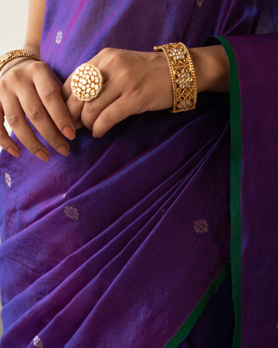 Triya - Purple Silk Chanderi Saree