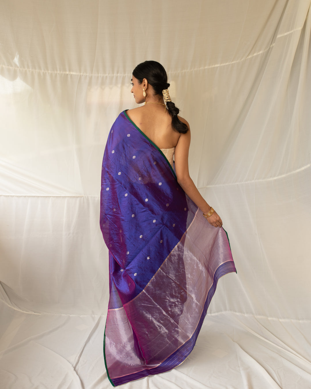 Triya - Purple Silk Chanderi Saree