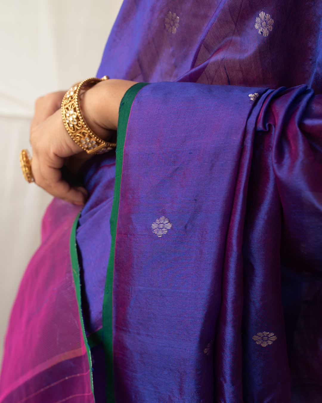 Triya - Purple Silk Chanderi Saree