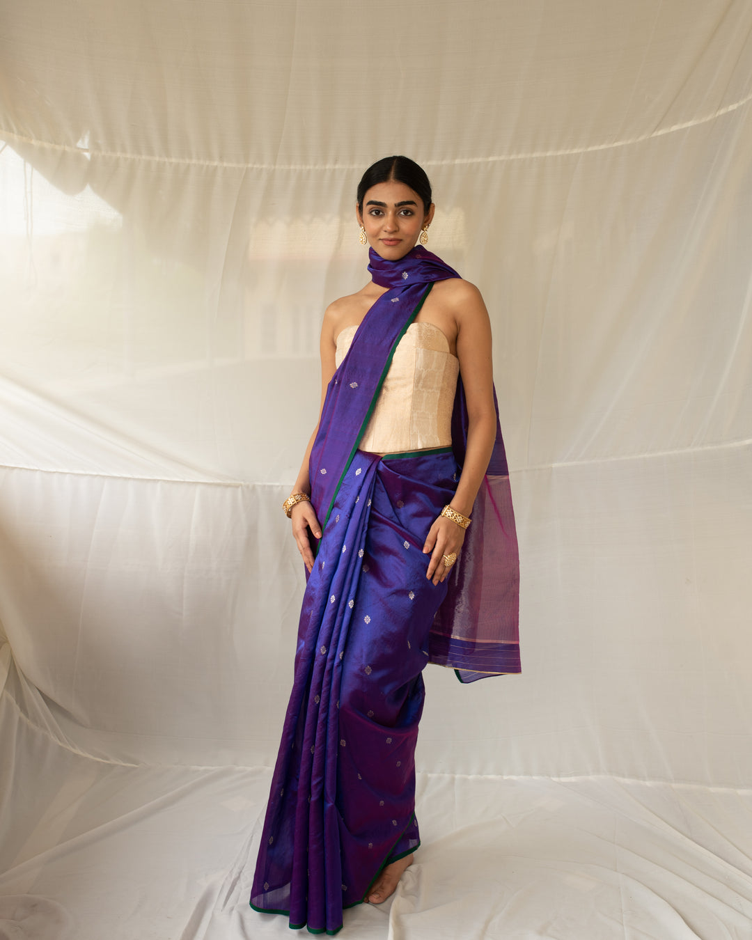 Triya - Purple Silk Chanderi Saree