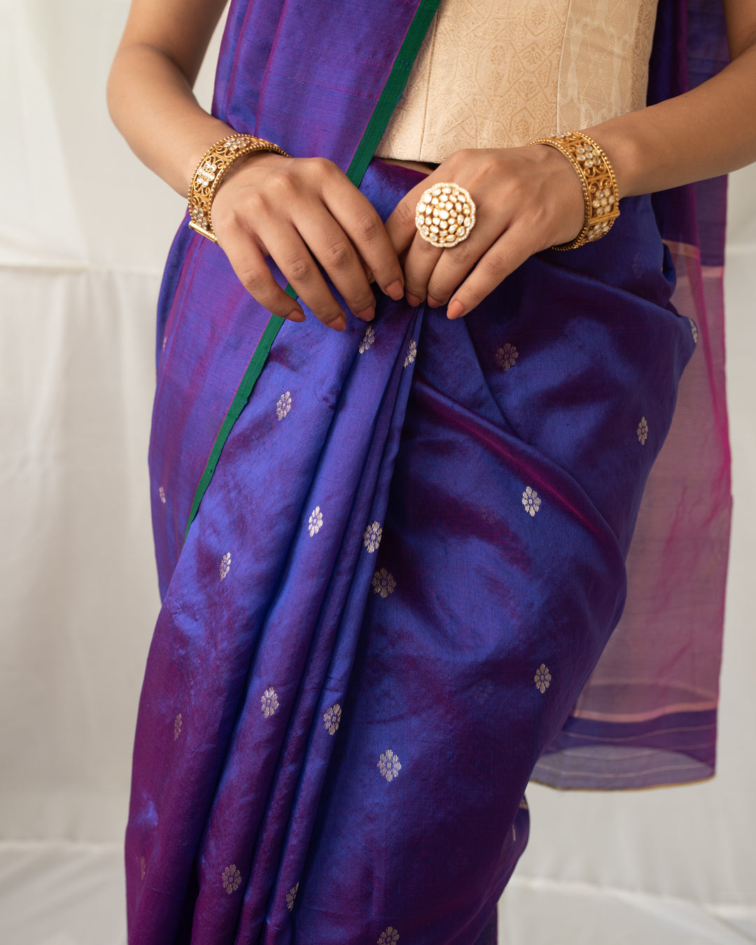 Triya - Purple Silk Chanderi Saree