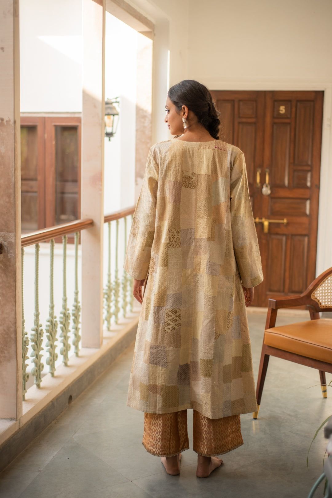 Renata + Rafa - Beige Upcycled Patchwork Kurta Set