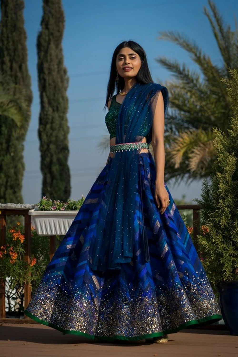Neelambari- Blue Upcycled Patchwork Lehenga